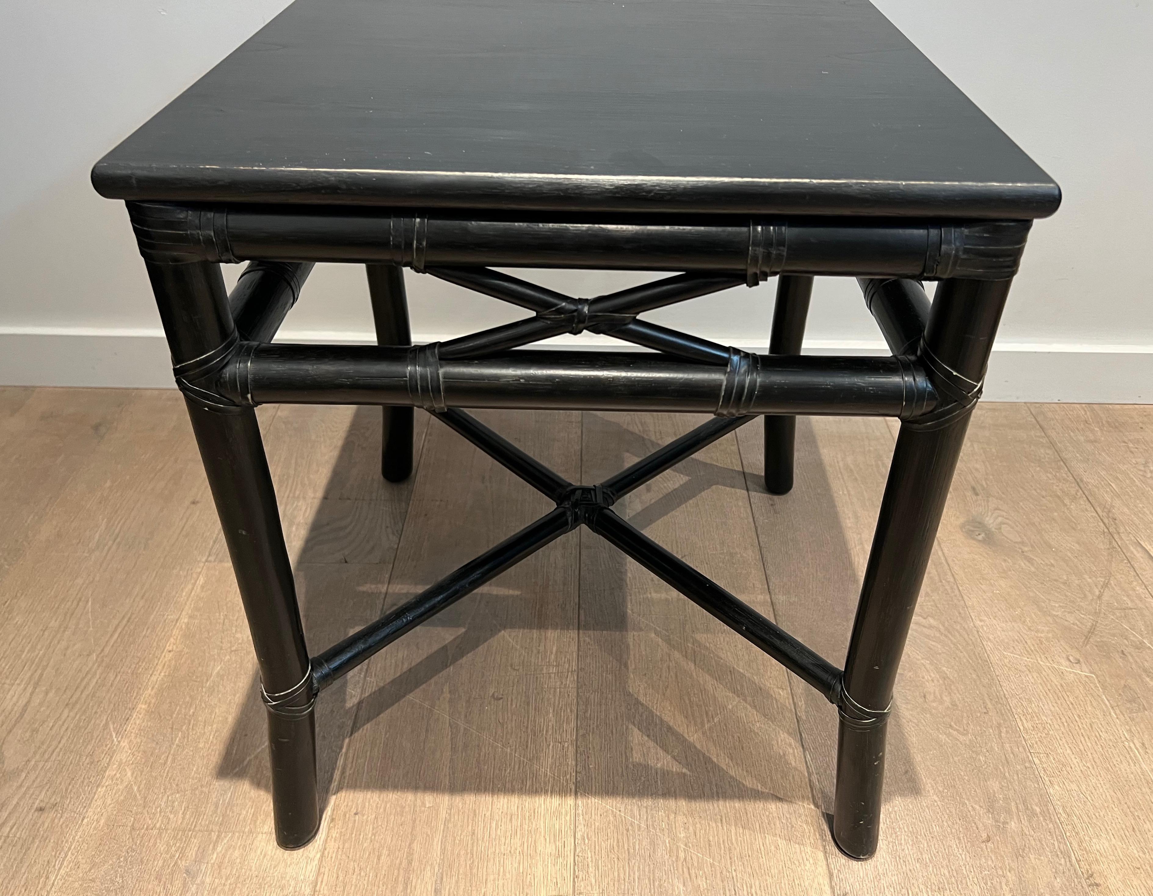 French Pair of Black Lacquered Faux-Bamboo Side Tables by Gasparucci For Sale