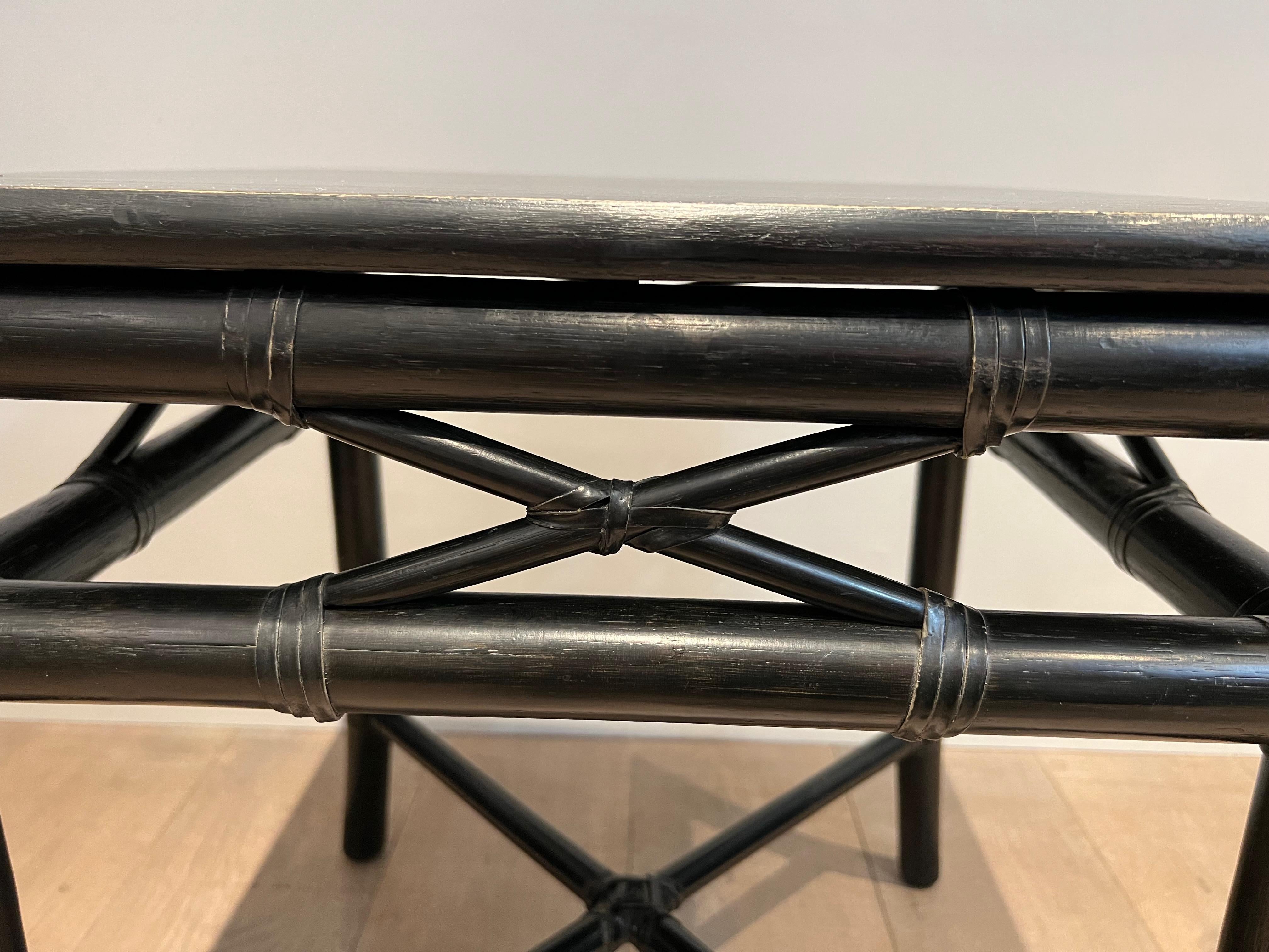 Pair of Black Lacquered Faux-Bamboo Side Tables by Gasparucci In Good Condition For Sale In Marcq-en-Barœul, Hauts-de-France