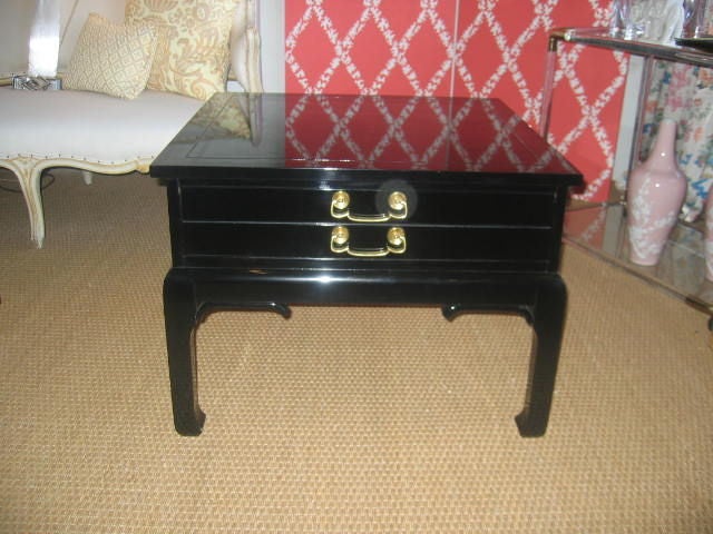 American Pair of Black Lacquered Grosfeld House Side Tables