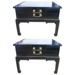 Pair of Black Lacquered Grosfeld House Side Tables