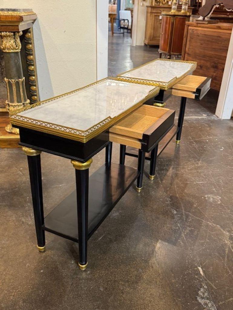 Paire de tables de maître Jansen laquées noires Bon état - En vente à Dallas, TX