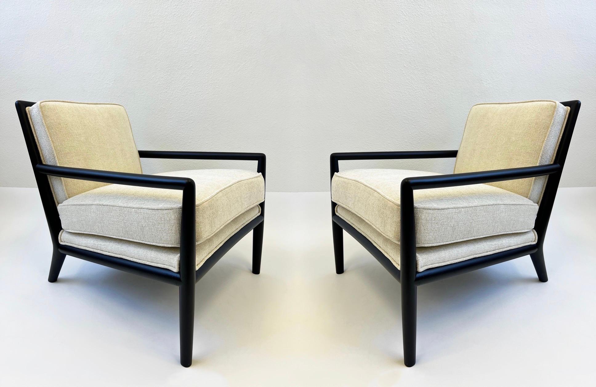 Pair of Black Lacquered Lounge Chairs by Harry Burger of Hollywood For Sale 3