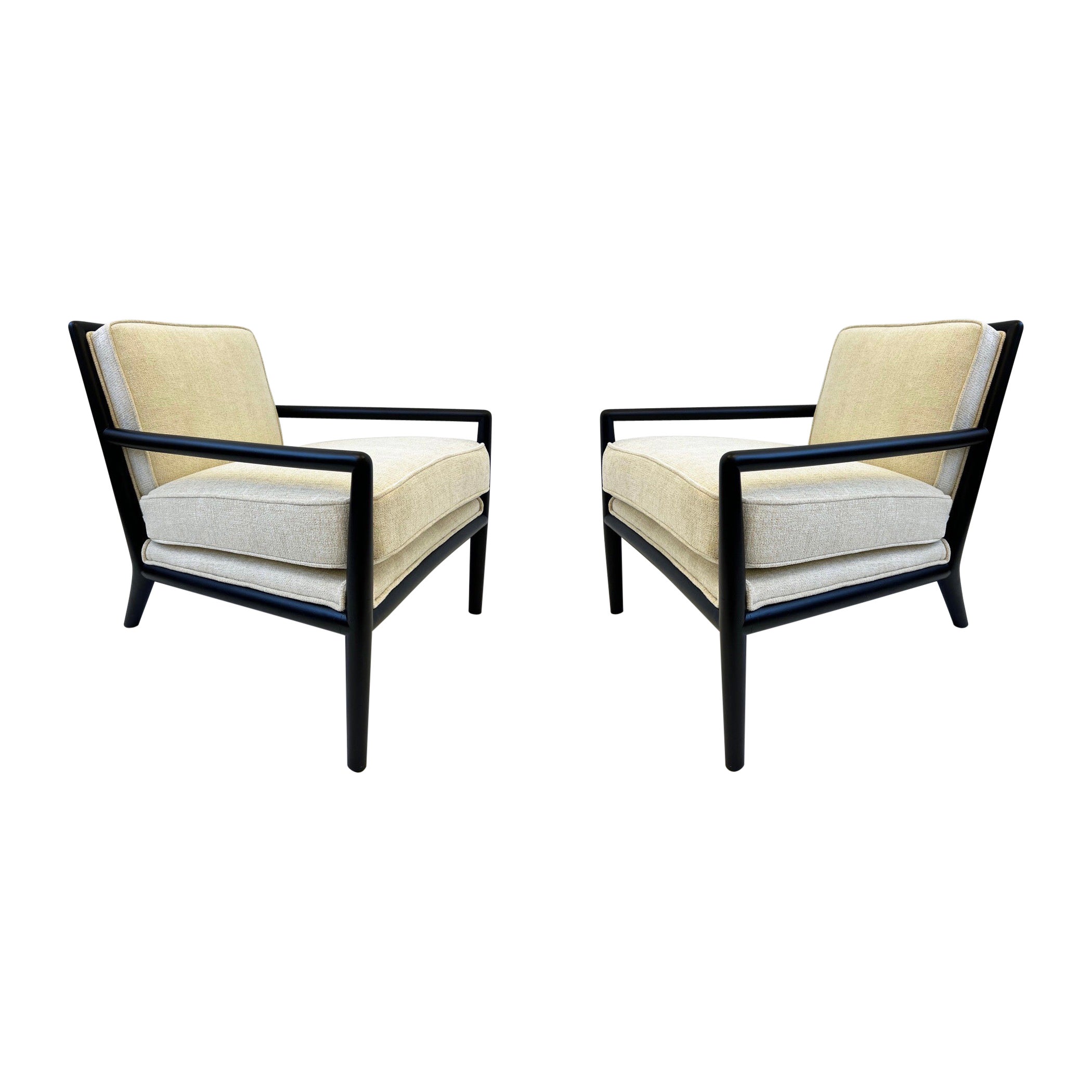 Paire de chaises longues laquées noires par Harry Burger d'Hollywood