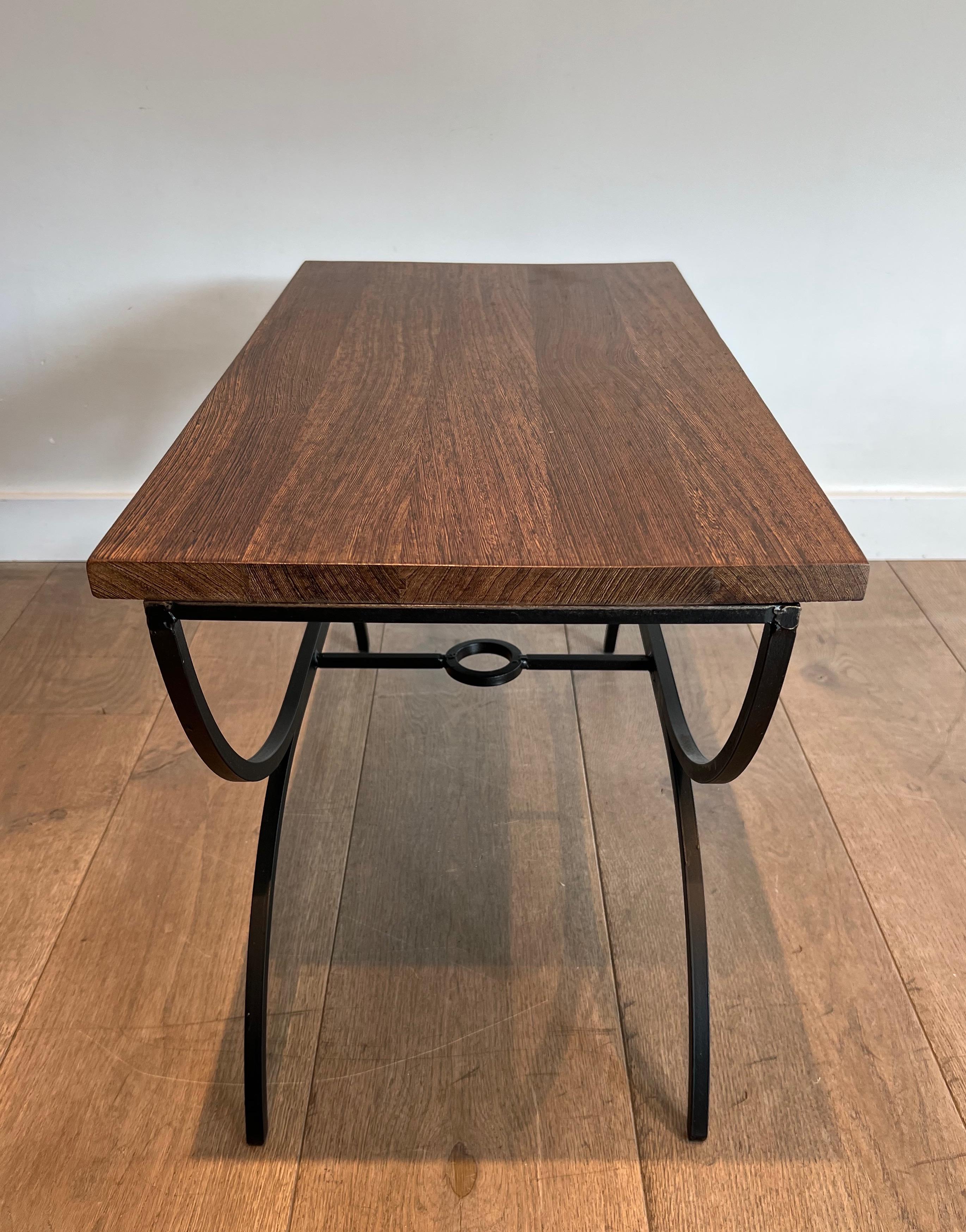 Paire de tables d'appoint en métal laqué noir et Wood Wood exotique en vente 6