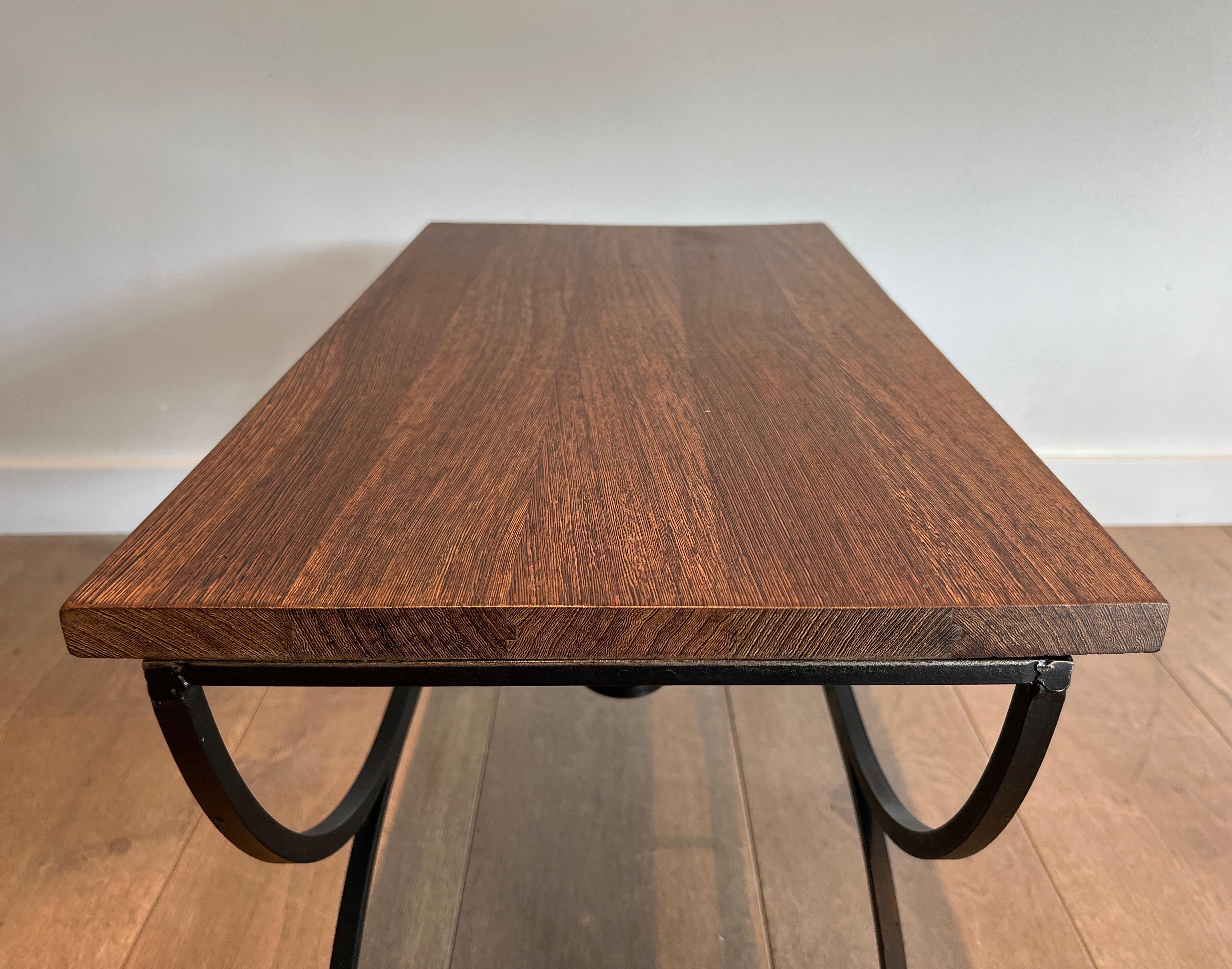 Paire de tables d'appoint en métal laqué noir et Wood Wood exotique en vente 7