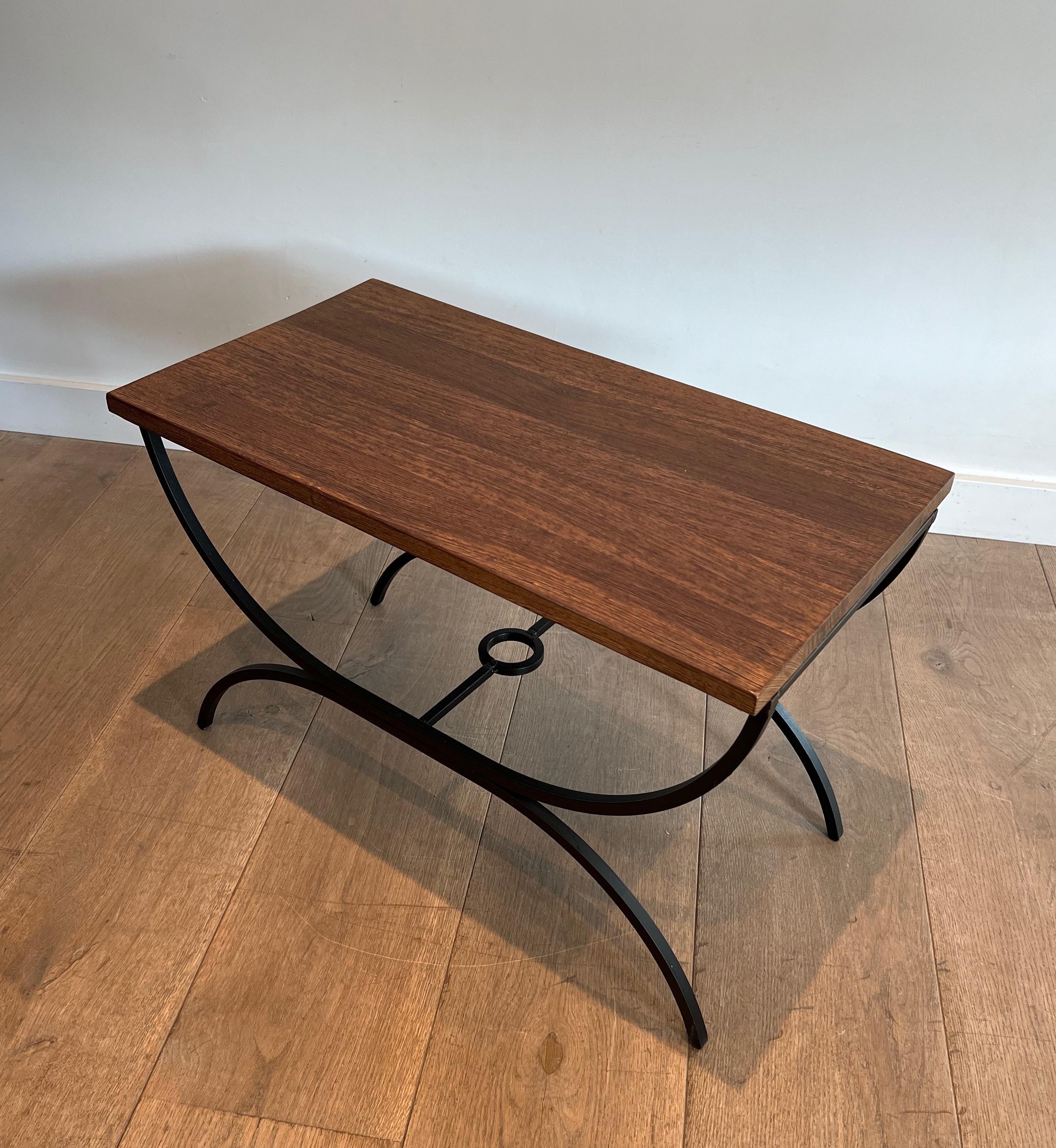 Paire de tables d'appoint en métal laqué noir et Wood Wood exotique en vente 10