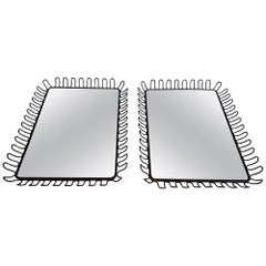 Pair of Black Lacquered Metal Mirrors. Circa 1980