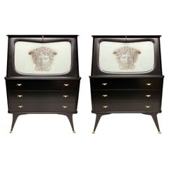 Pair of Black Lacquered Midcentury Secretaires by Paolo Buffa