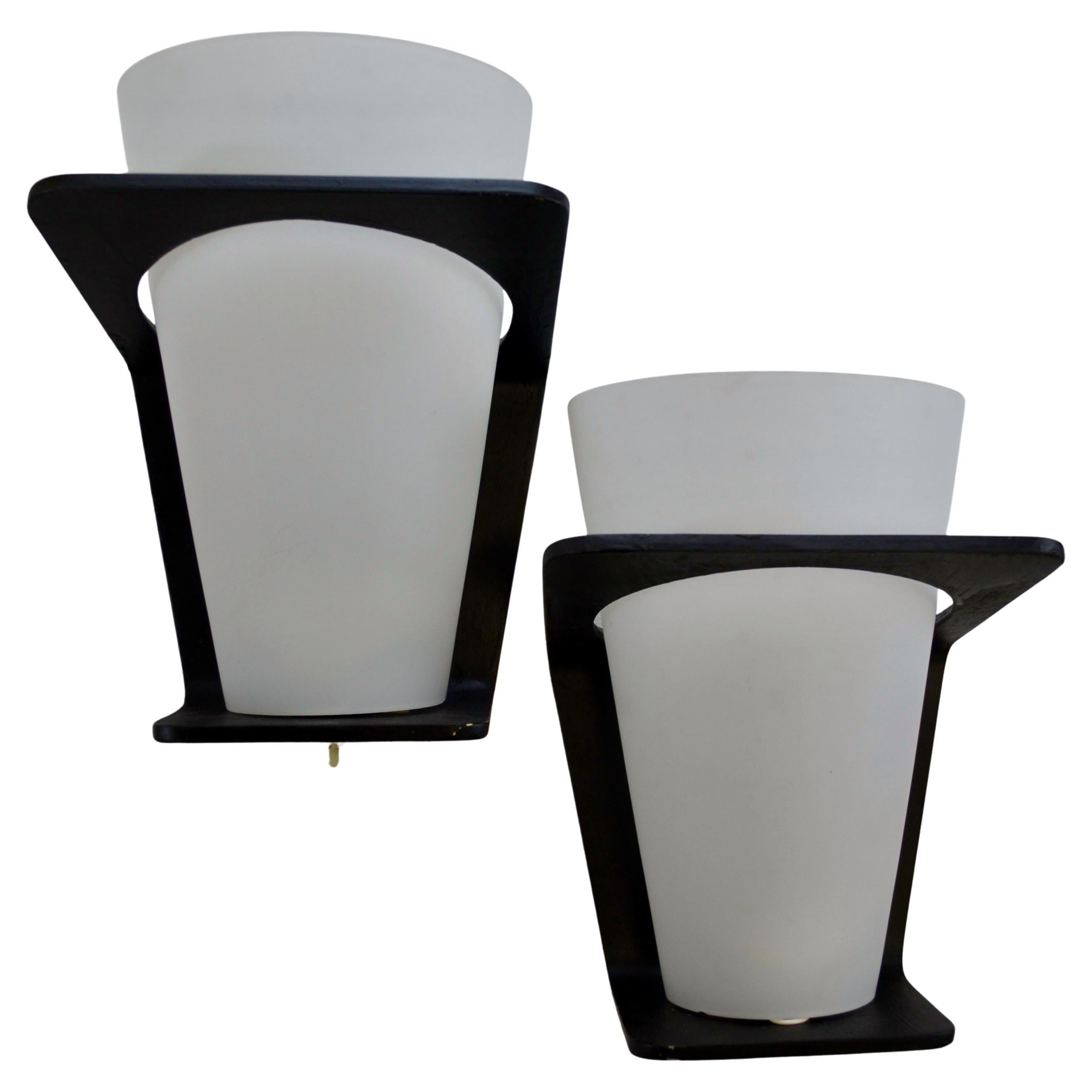 Paire d'appliques NX41 laquées noires de Louis Christiaan Kalff pour Philips, 1954
