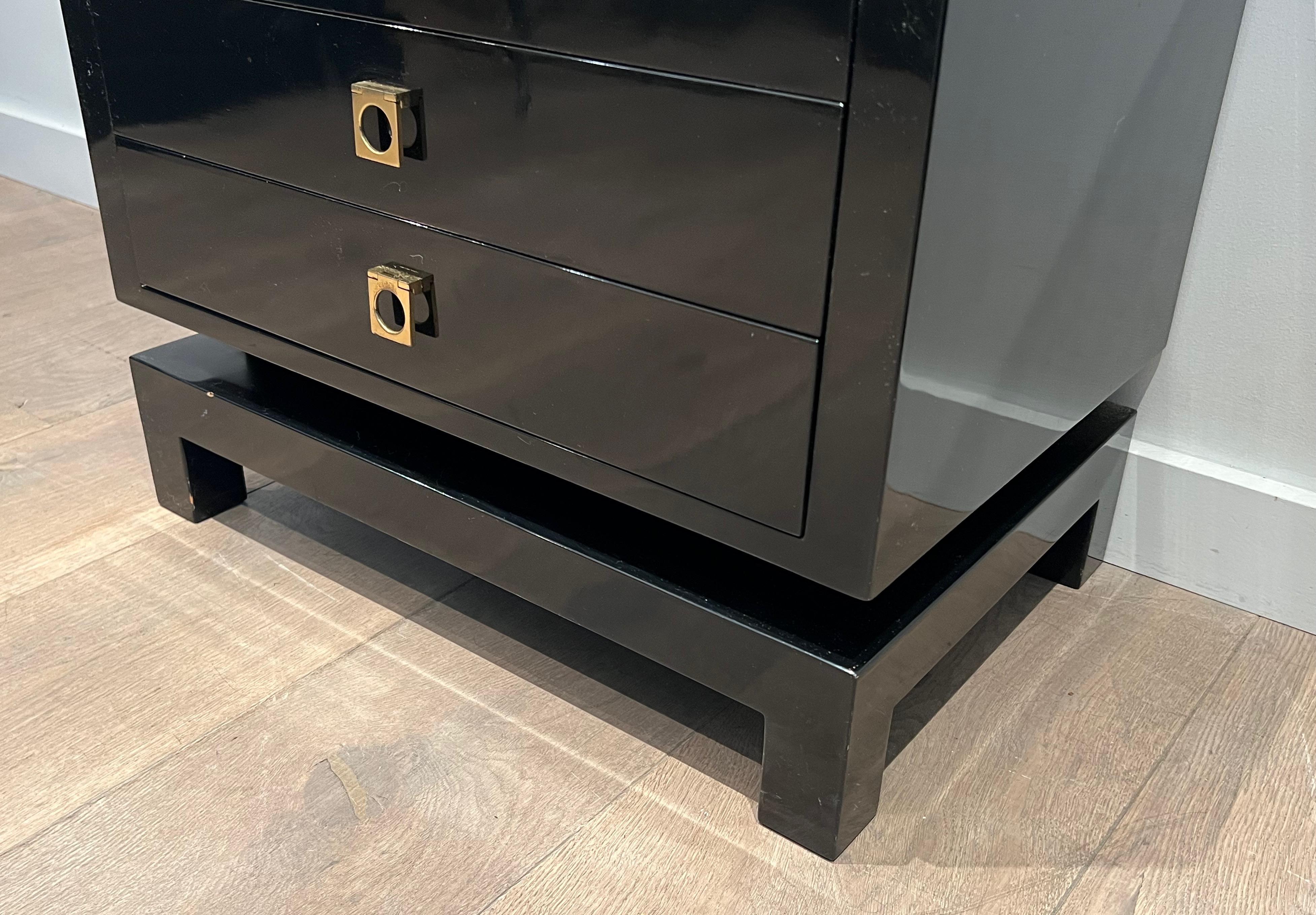 Pair of Black Lacquered Side Tables by Guy Lefèvre for Maison Jansen 4
