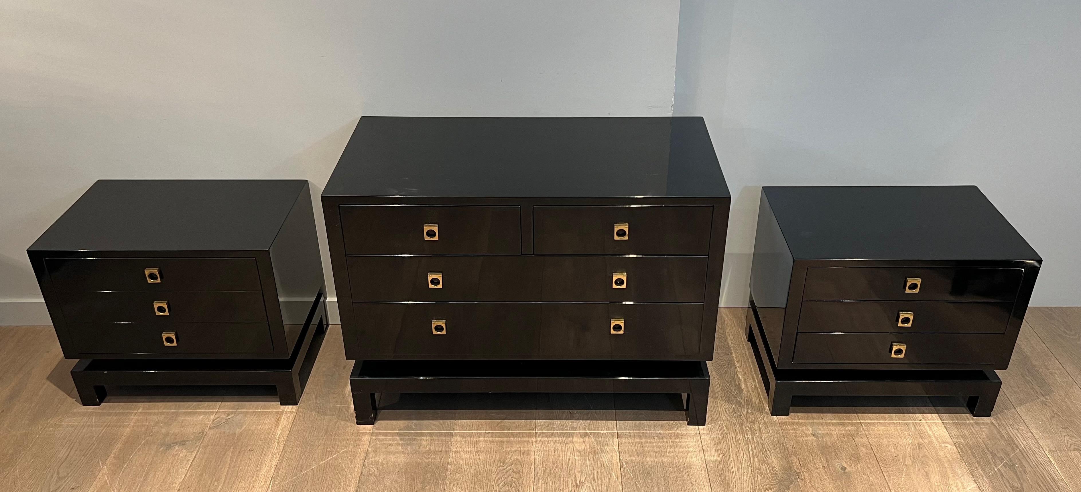 Pair of Black Lacquered Side Tables by Guy Lefèvre for Maison Jansen 5