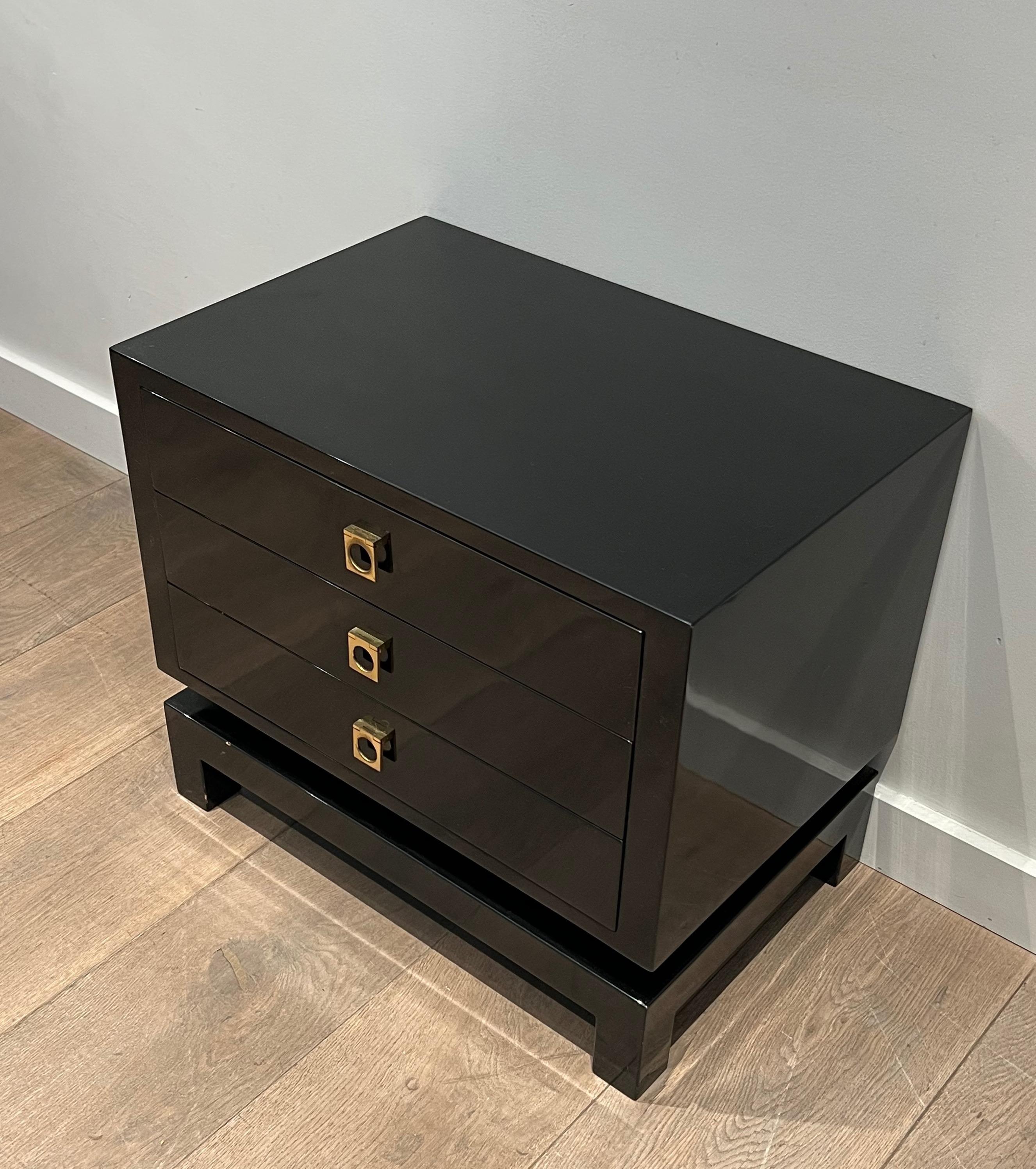 Pair of Black Lacquered Side Tables by Guy Lefèvre for Maison Jansen 8