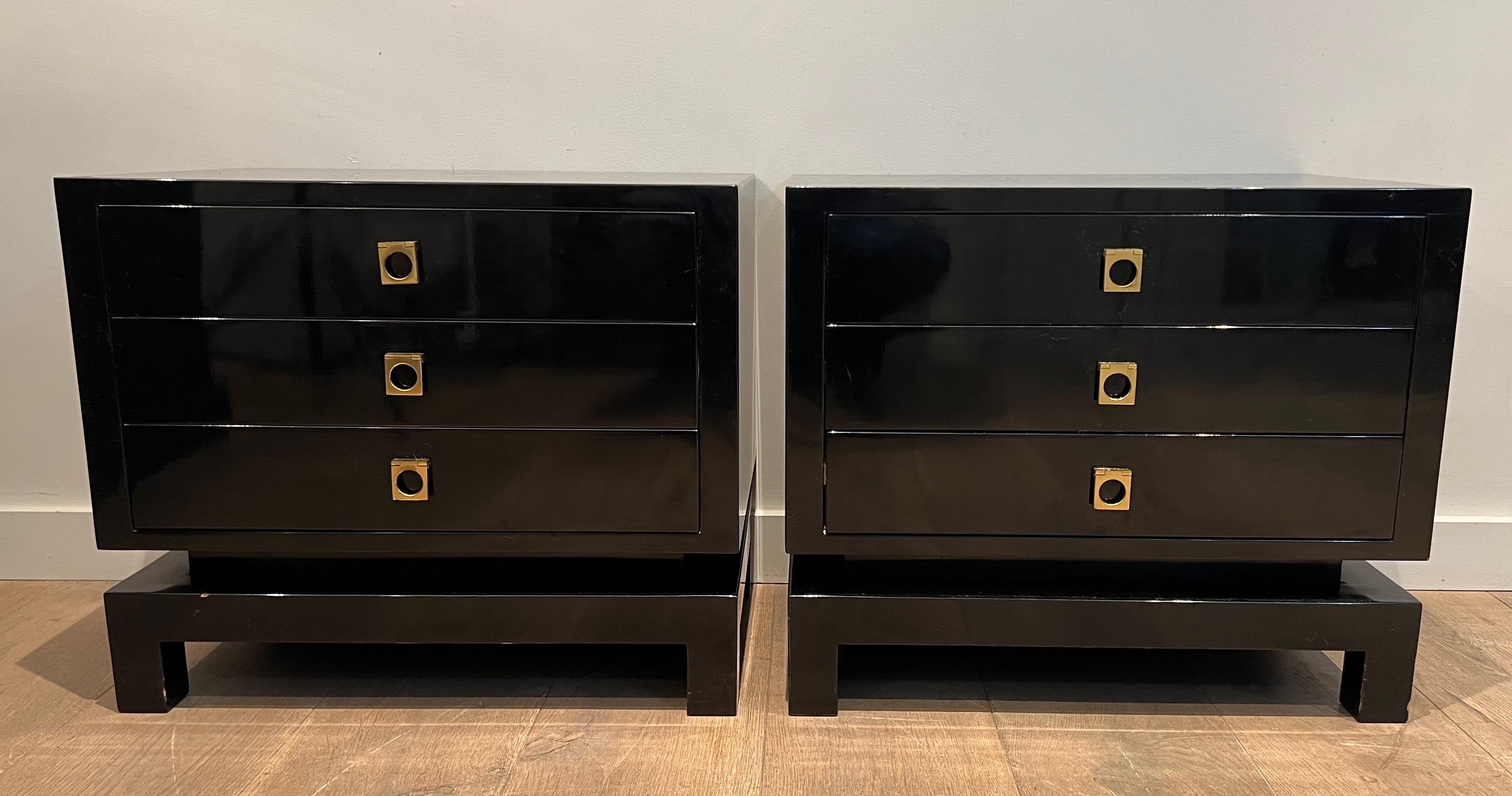 Pair of Black Lacquered Side Tables by Guy Lefèvre for Maison Jansen 10