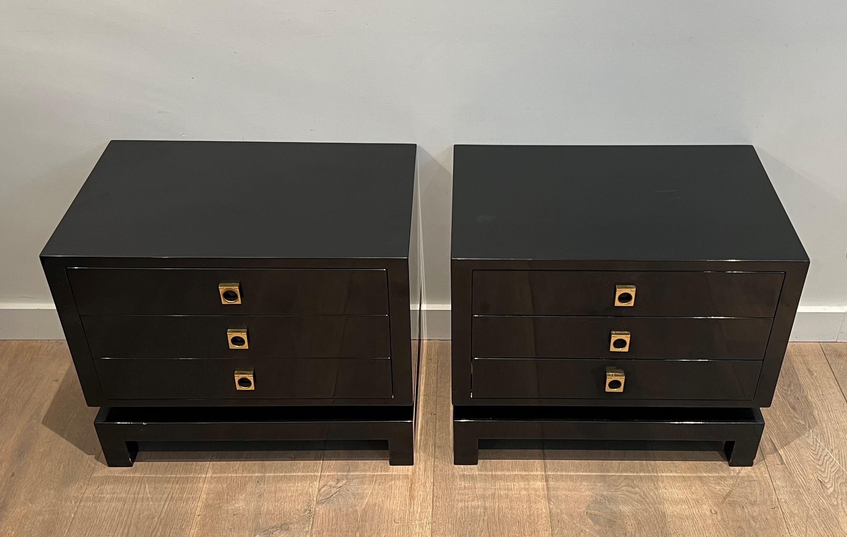 Pair of Black Lacquered Side Tables by Guy Lefèvre for Maison Jansen 11