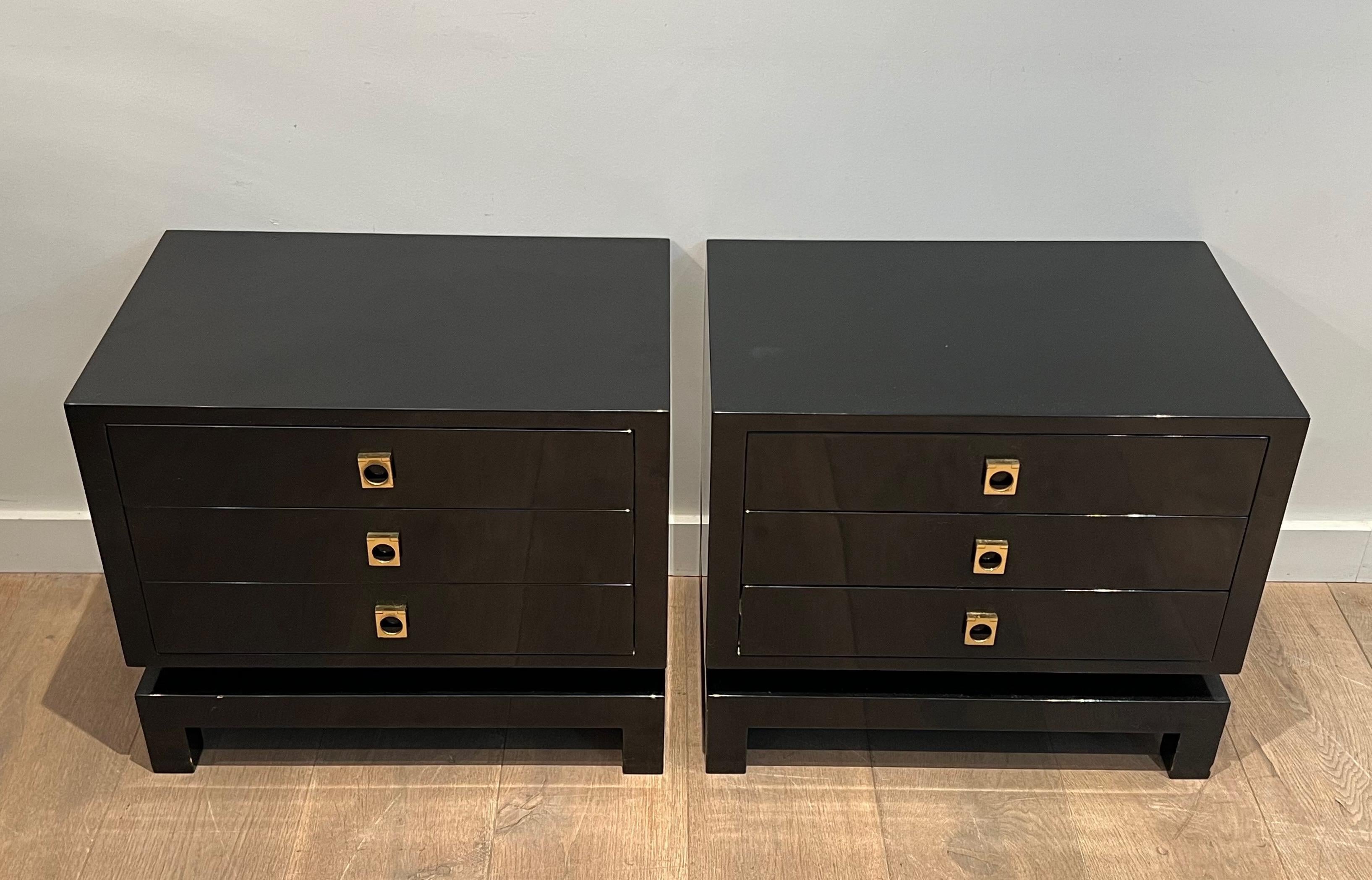 Pair of Black Lacquered Side Tables by Guy Lefèvre for Maison Jansen 12