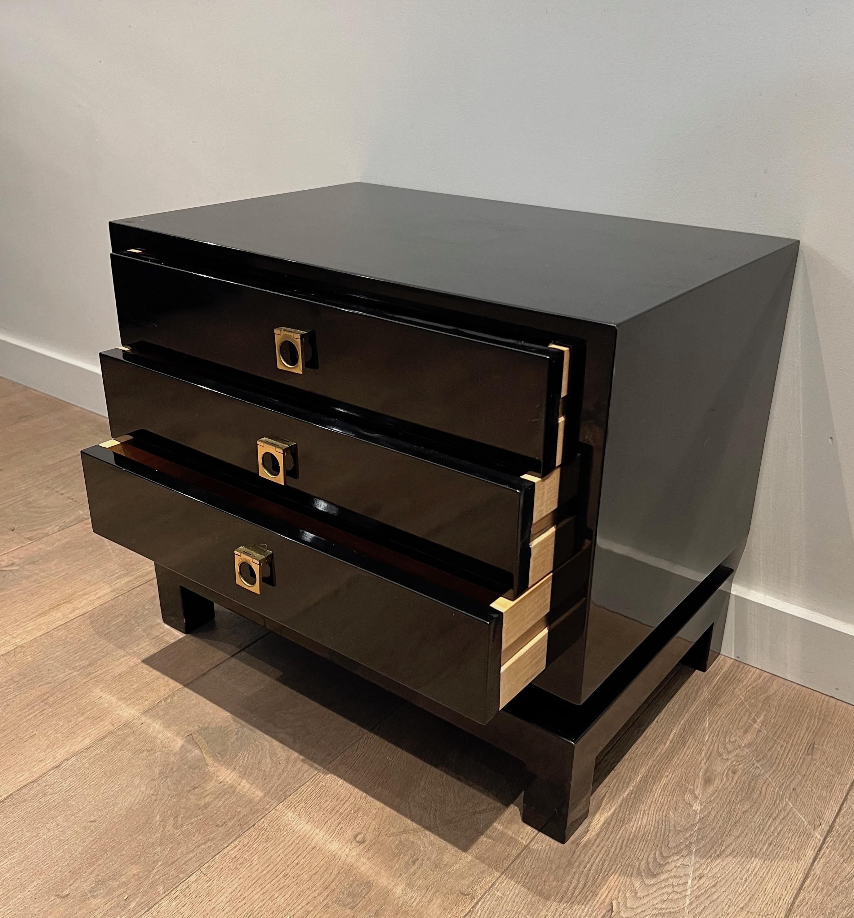 Pair of Black Lacquered Side Tables by Guy Lefèvre for Maison Jansen 1