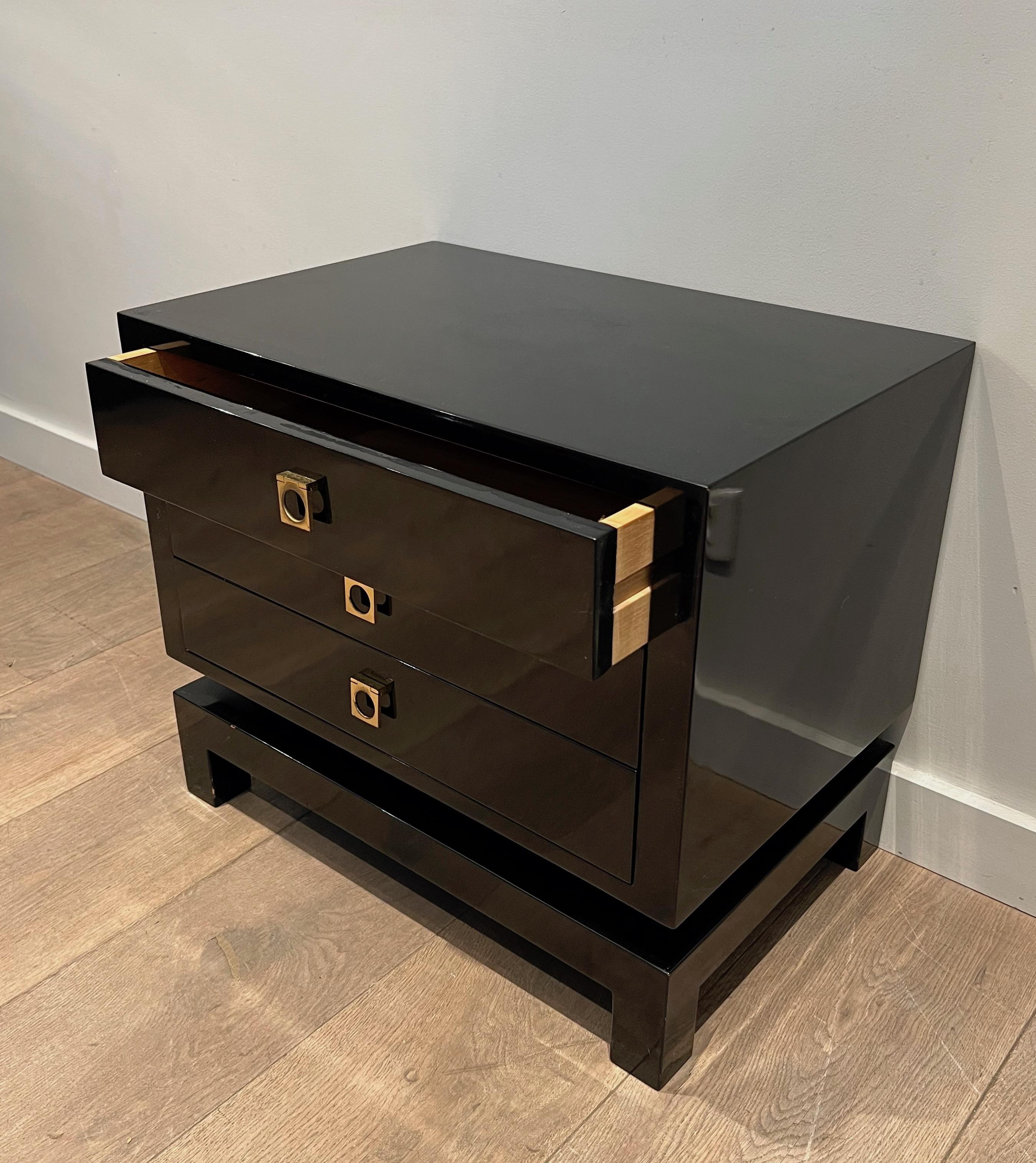 Pair of Black Lacquered Side Tables by Guy Lefèvre for Maison Jansen 2