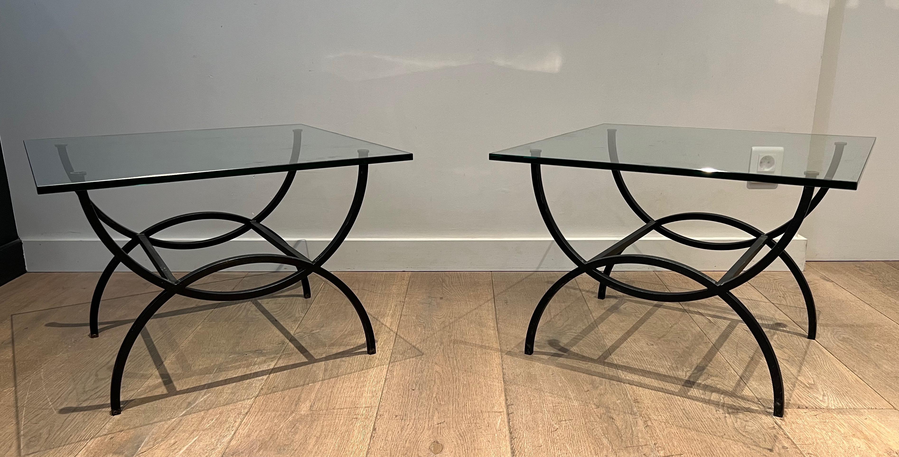 Pair of Black Lacquered Side Tables. French Work. Circa 1950 For Sale 10