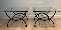 Pair of Black Lacquered Side Tables. French Work. Circa 1950