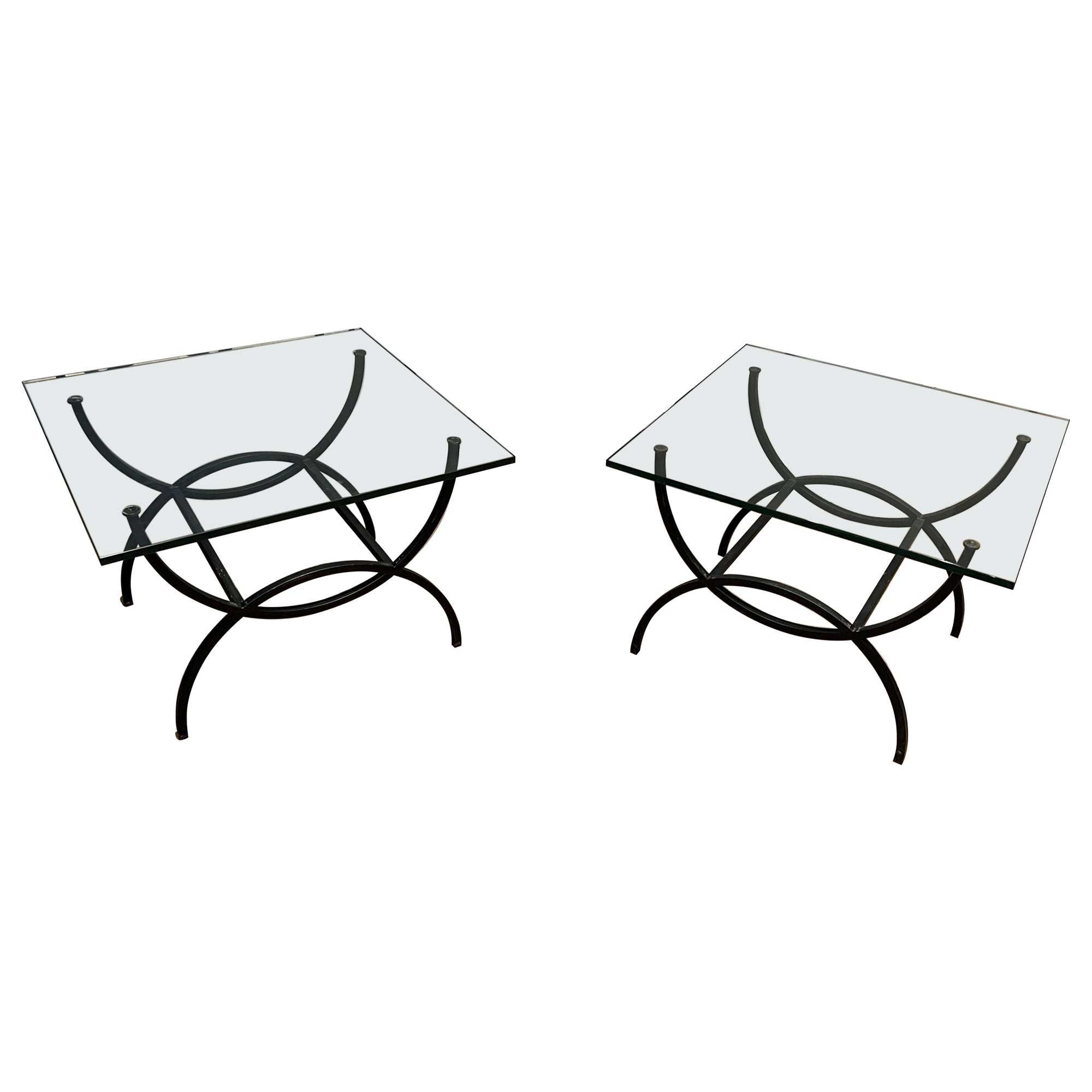 Pair of Black Lacquered Side Tables. French Work. Circa 1950