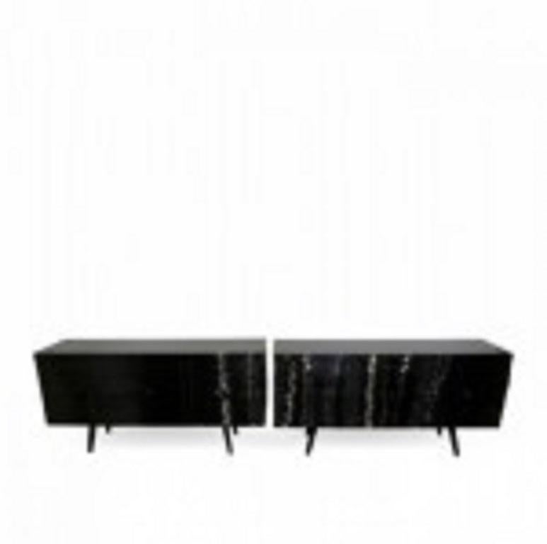 Mid-Century Modern Pair of Black Lacquered Sideboards, Osvaldo Borsani, 1950s For Sale
