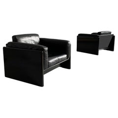 Pair of Black Lacquered 'Simone' Armchairs by Dino Gavina for Studio Simon, Ital