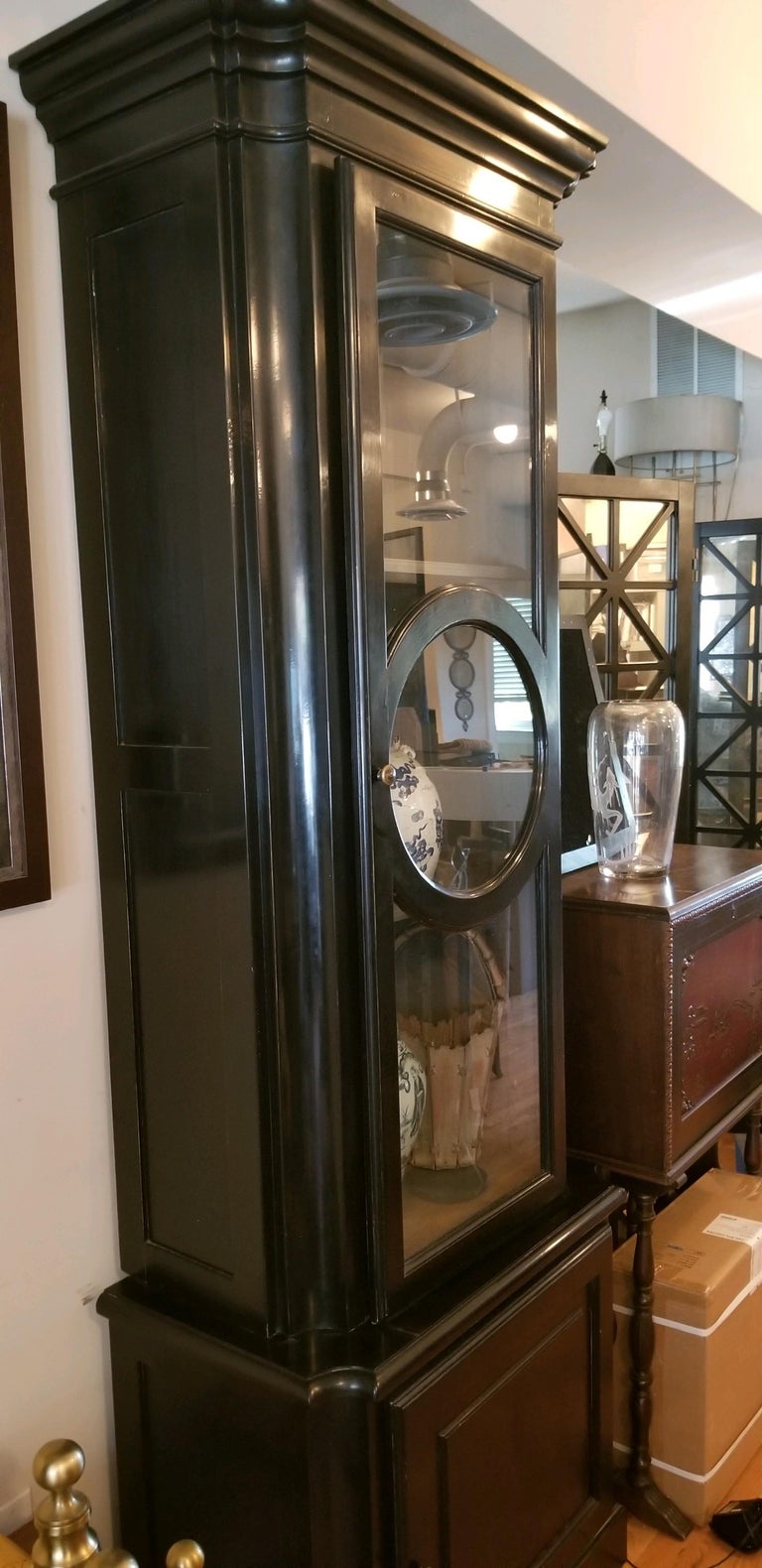 Pair of Black Lacquered TallCase at 1stDibs