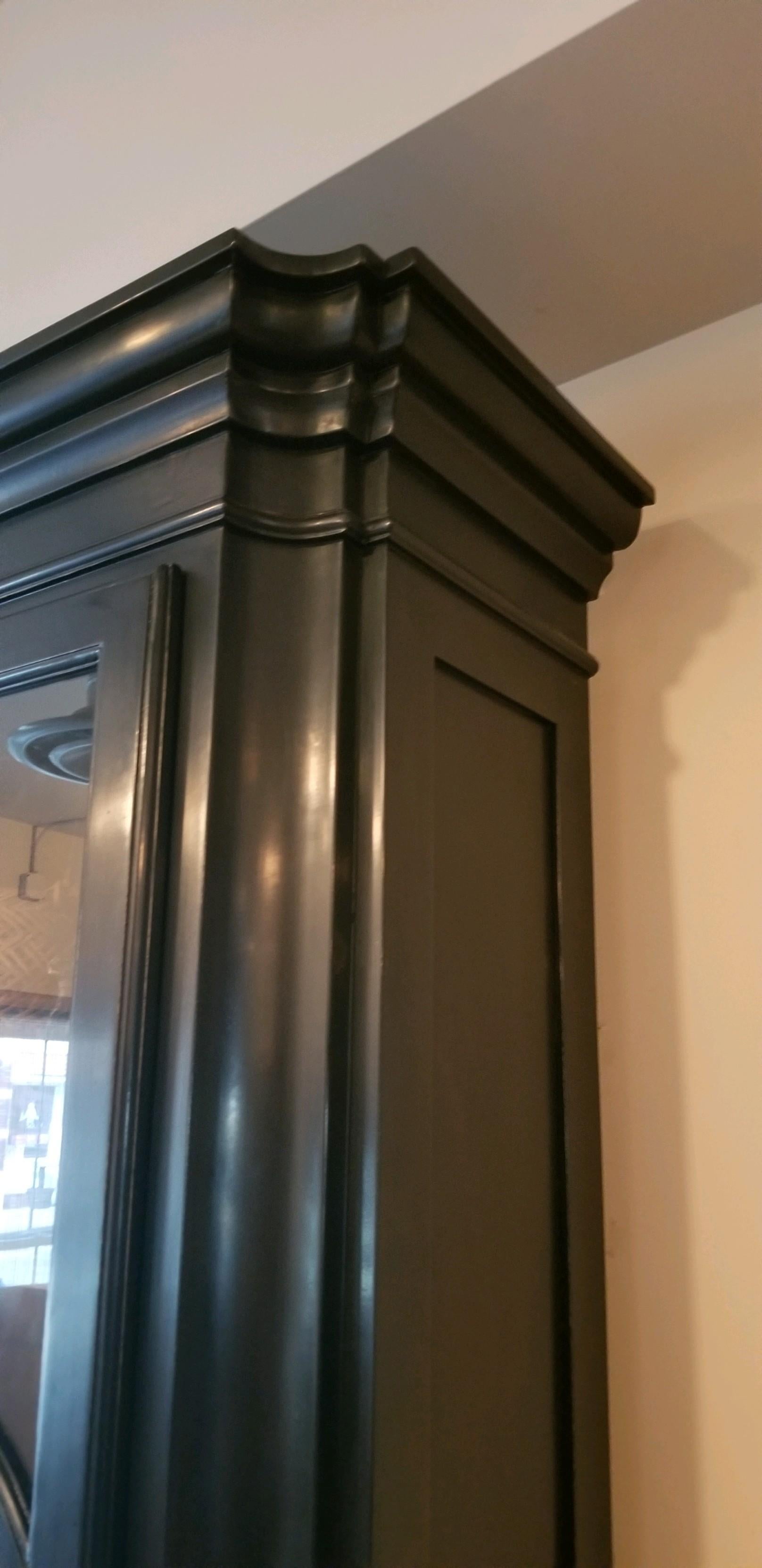 Pair of Black Lacquered Tall-Case Cabinets 4