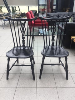 Pair of Black Lacquered Wood Chairs from Gemla Diö, 1950s