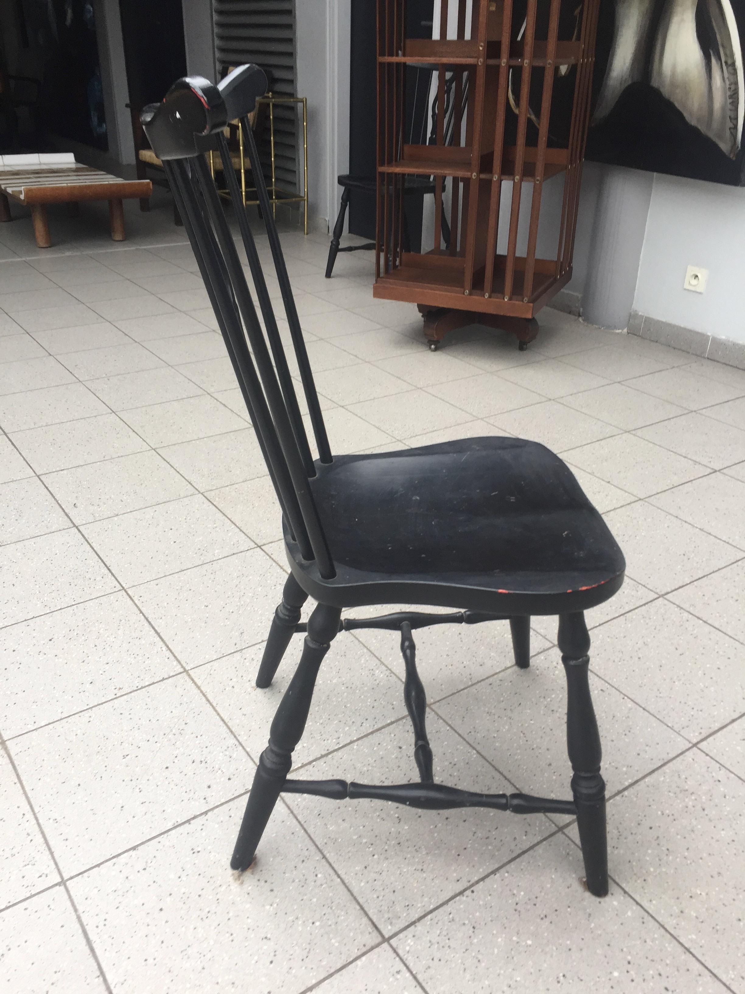 Pearwood Pair of Black Lacquered Wood Chairs from Gemla Diö, 1950s For Sale