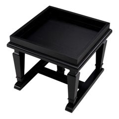 Pair of Black Lacquered Wooden Side Tables, End of Sofa.