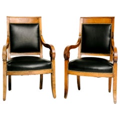 Pair of Black Lambskin Charles X-Chairs