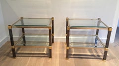 Pair of Black Laquered and Gild Side Tables, Circa 1970