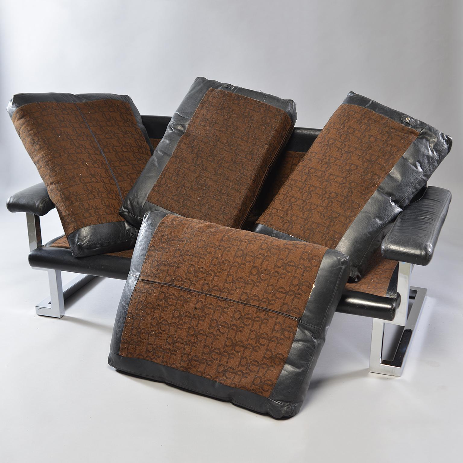 Pair of Black Leather and Chrome Sofas by Tim Bates for Pieff & Co 6