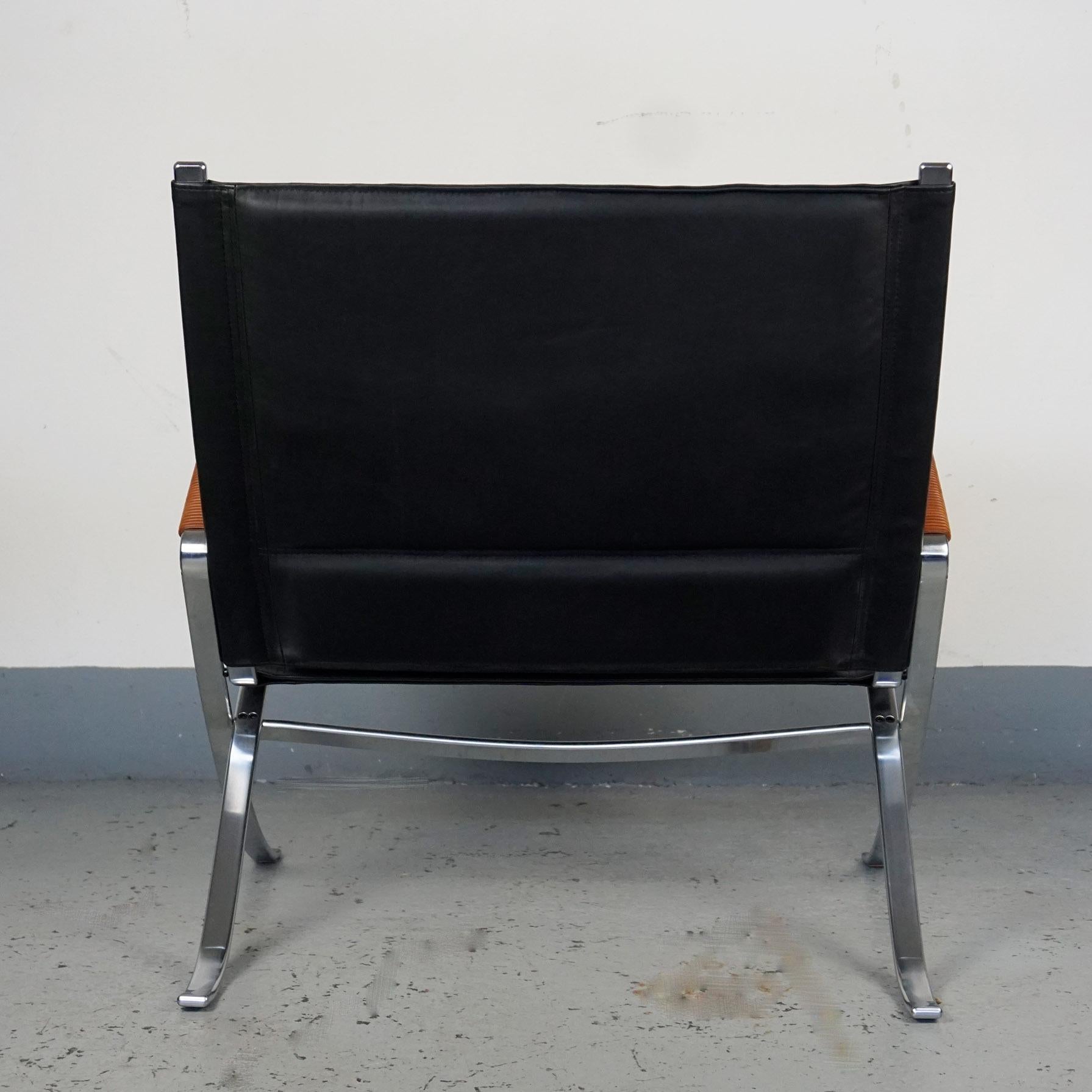 Pair of Black Leather and Steel Lounge Chairs by Fabricius & Kastholm 1