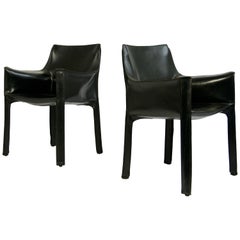 Pair of Black Leather "CAB" Chairs Designed by Mario Bellini Pair of Black Leather "CAB" Chairs Designed by Mario Bellini