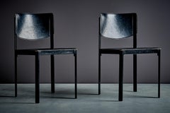 Pair of black Leather Chairs by Tito Agnoli for Matteo Grassi, Italy, 1980s