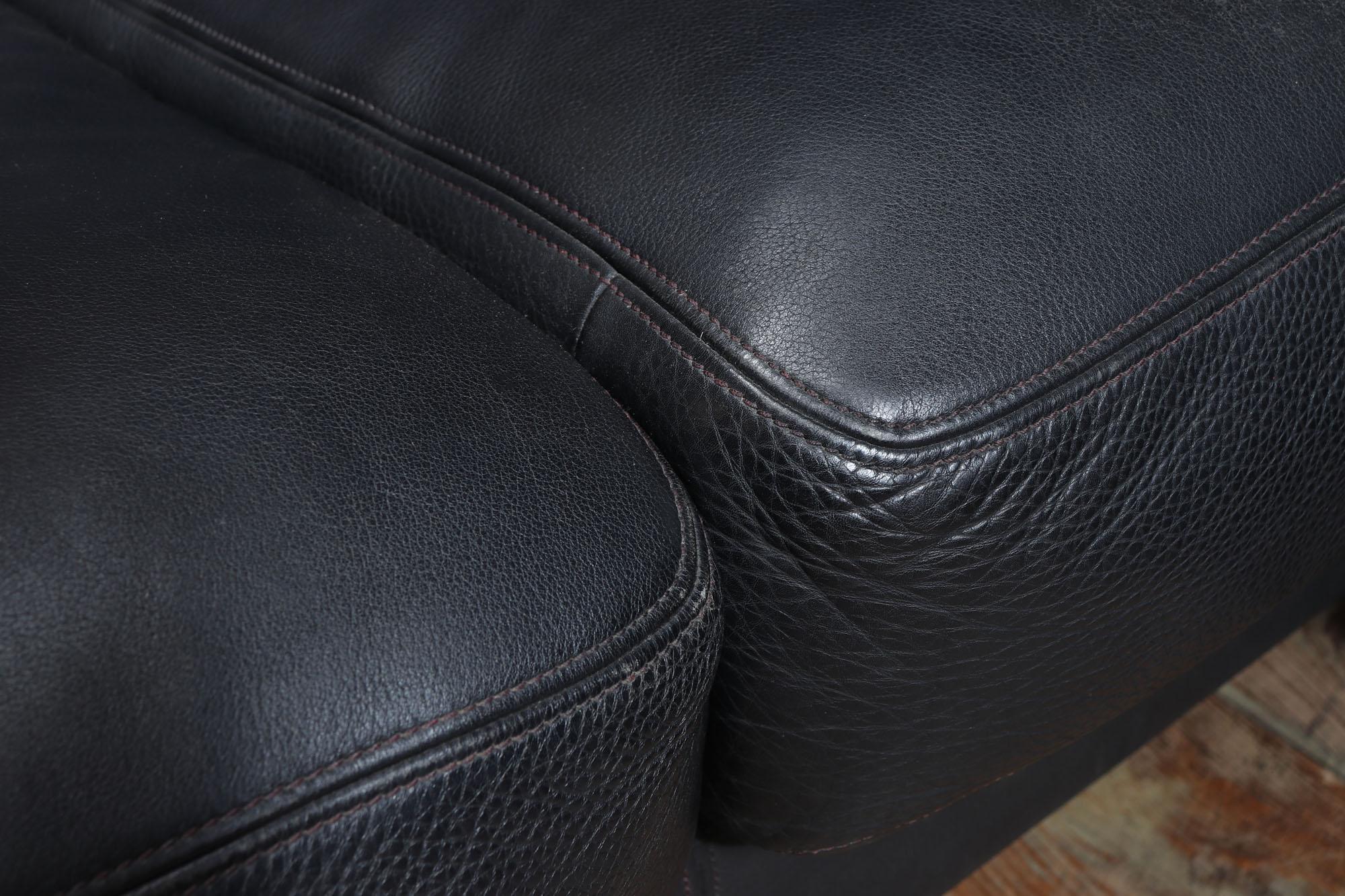 Pair of Black Leather De Sede Sofas 10