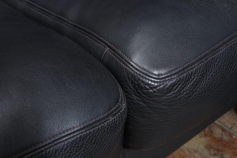 Pair of Black Leather De Sede Sofas For Sale 10