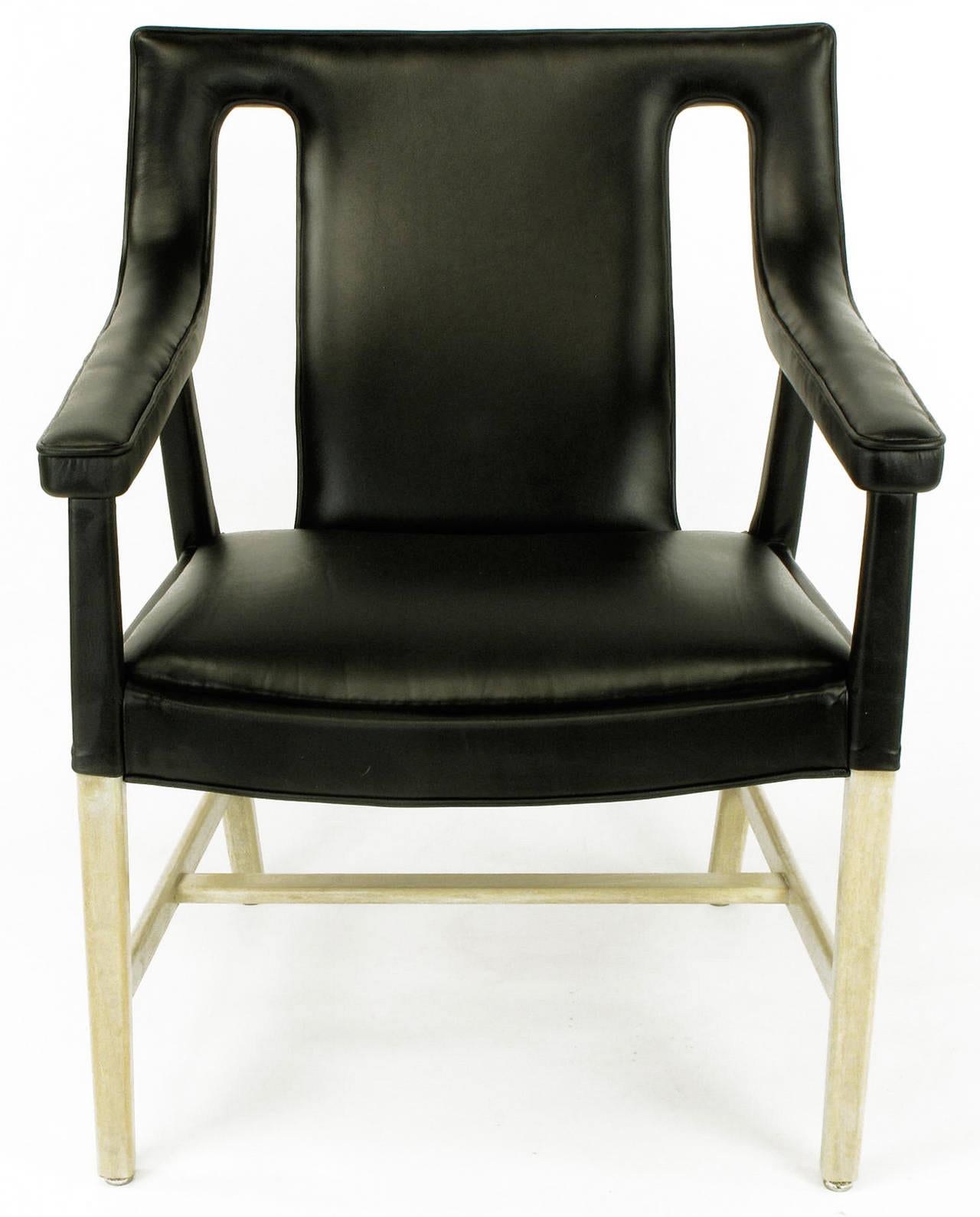 Danish Pair of Black Leather Ejner Larsen and Aksel Bender Madsen Lounge Chair LP48