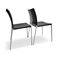 Paar Lia-Stühle aus schwarzem Leder von Roberto Barbieri für Zanotta