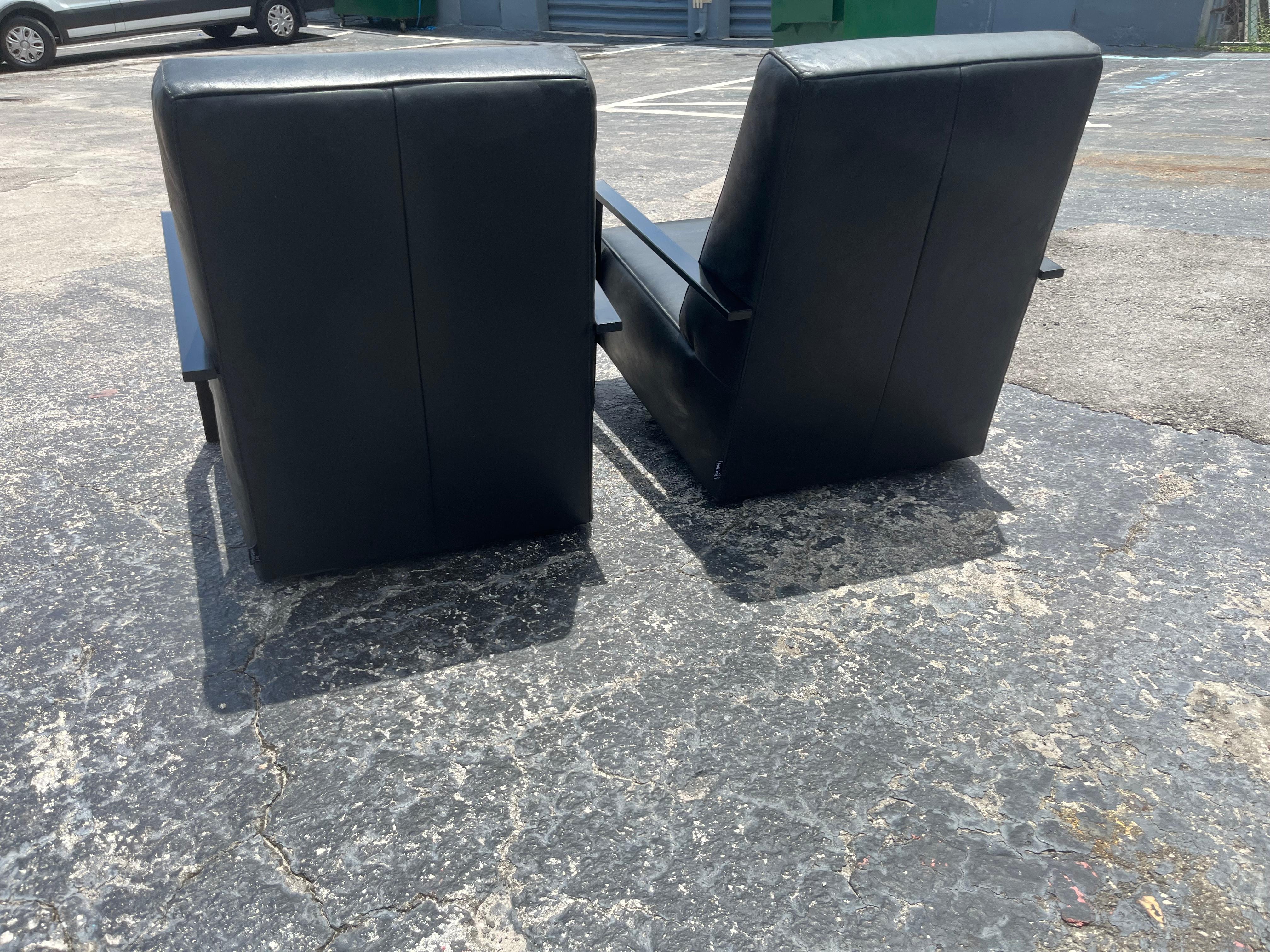 Pareja de sillones de cuero negro de Bullfrog Alemania, Kurt Beier en venta 7