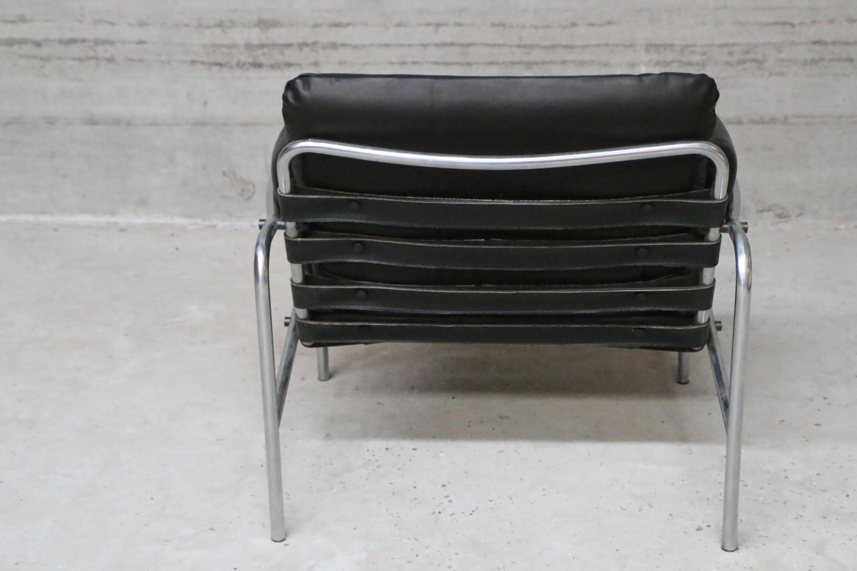 Late 20th Century Pair of Black Leather Martin Visser Osaka Lounge Chairs, 1970s For Sale