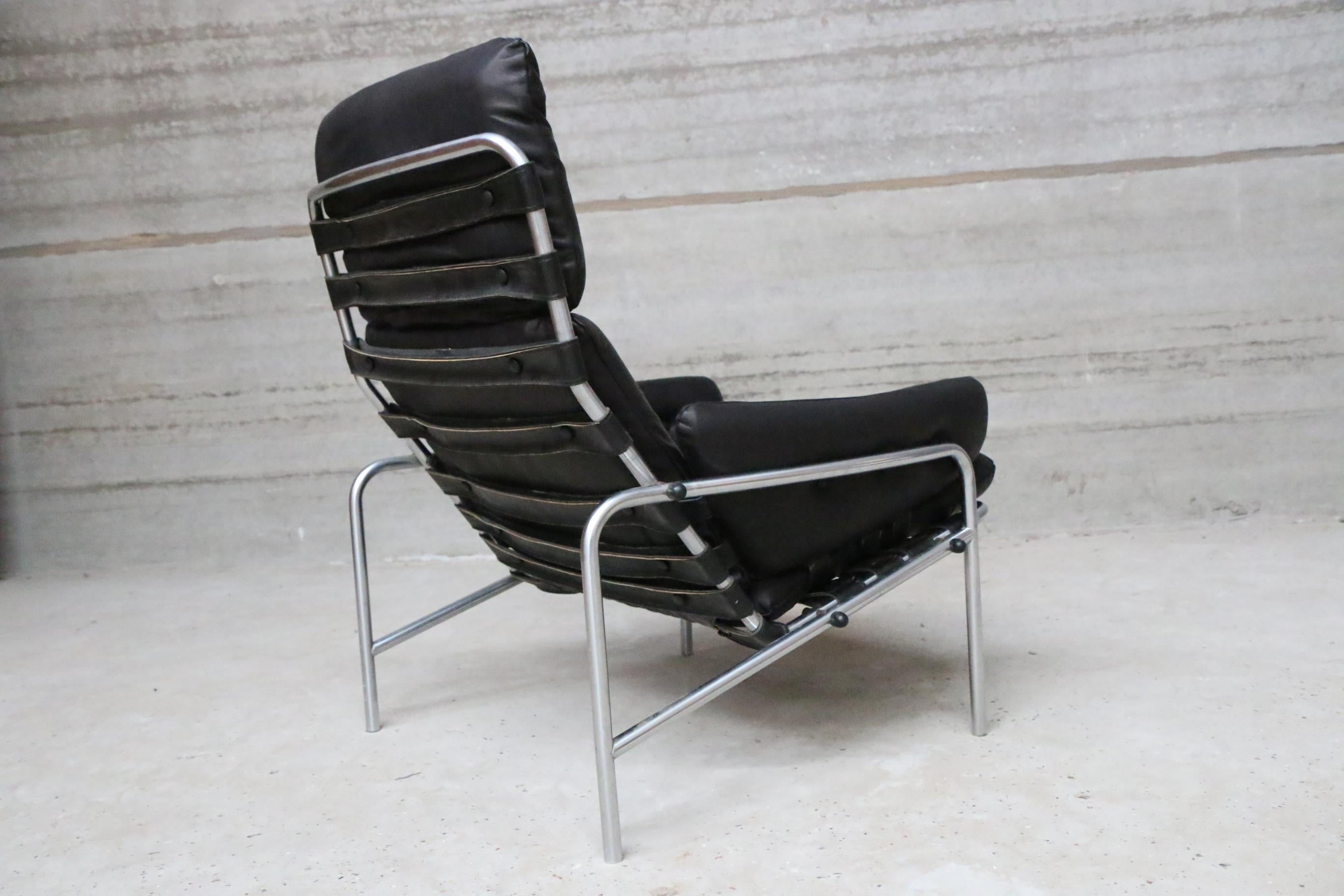 Pair of Black Leather Martin Visser Osaka Lounge Chairs, 1970s For Sale 3