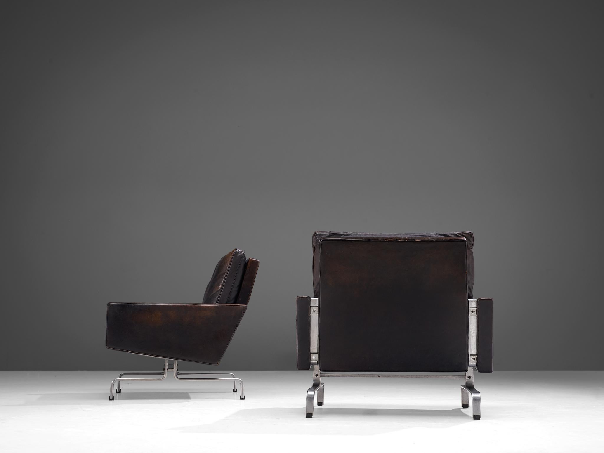 Mid-20th Century Pair of Poul Kjaerholm PK31-1 Lounge Chairs in Original Black Leather