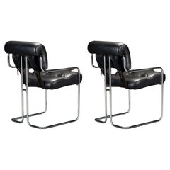 Pair of Black Leather 'Tucroma Chairs' by Guido Faleschini for i4 Mariani, 1970s