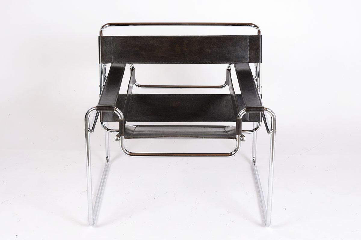 Steel Pair of Leather Wassily Chairs