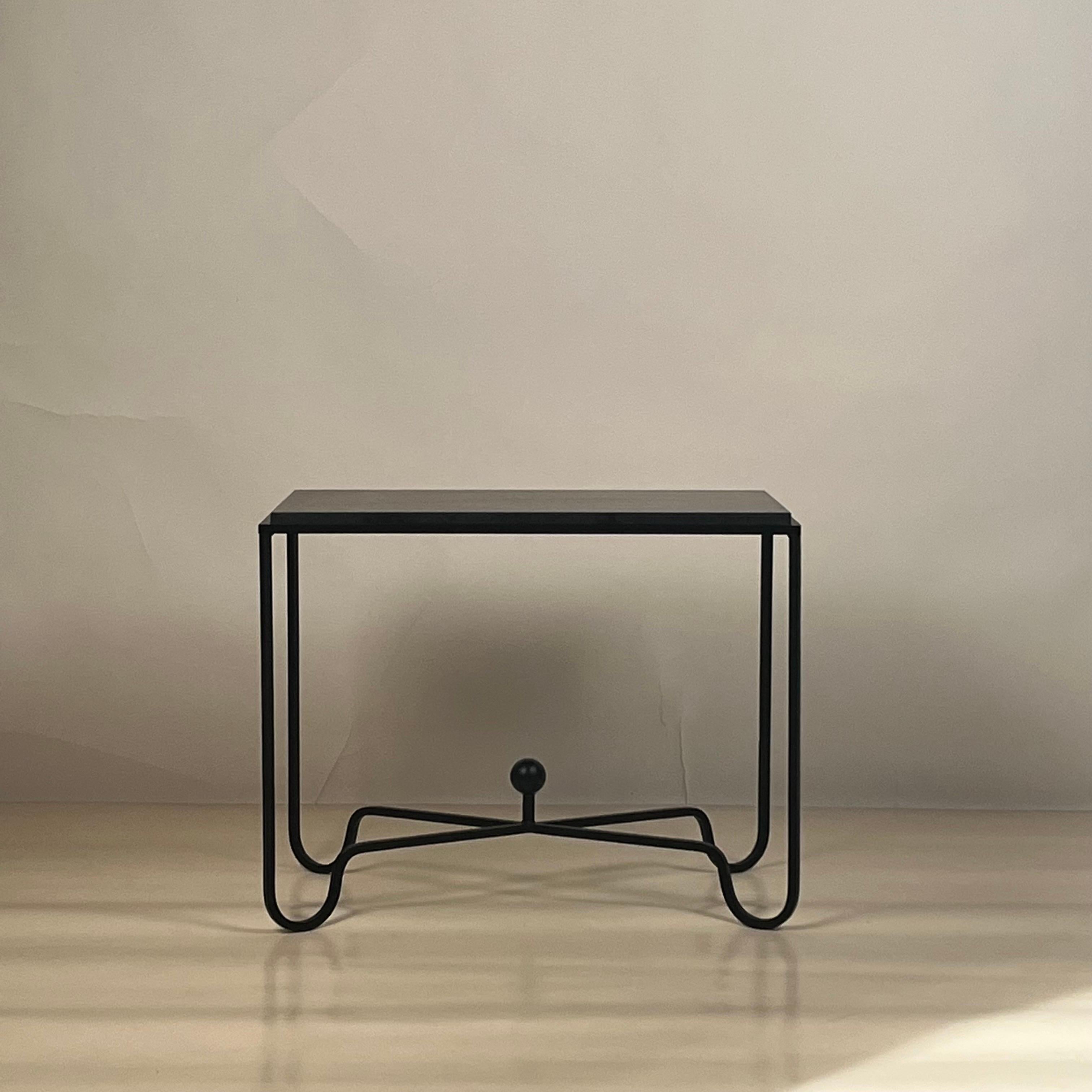 Modern Pair of Black Limestone 'Entretoise' End Tables by Design Frères For Sale