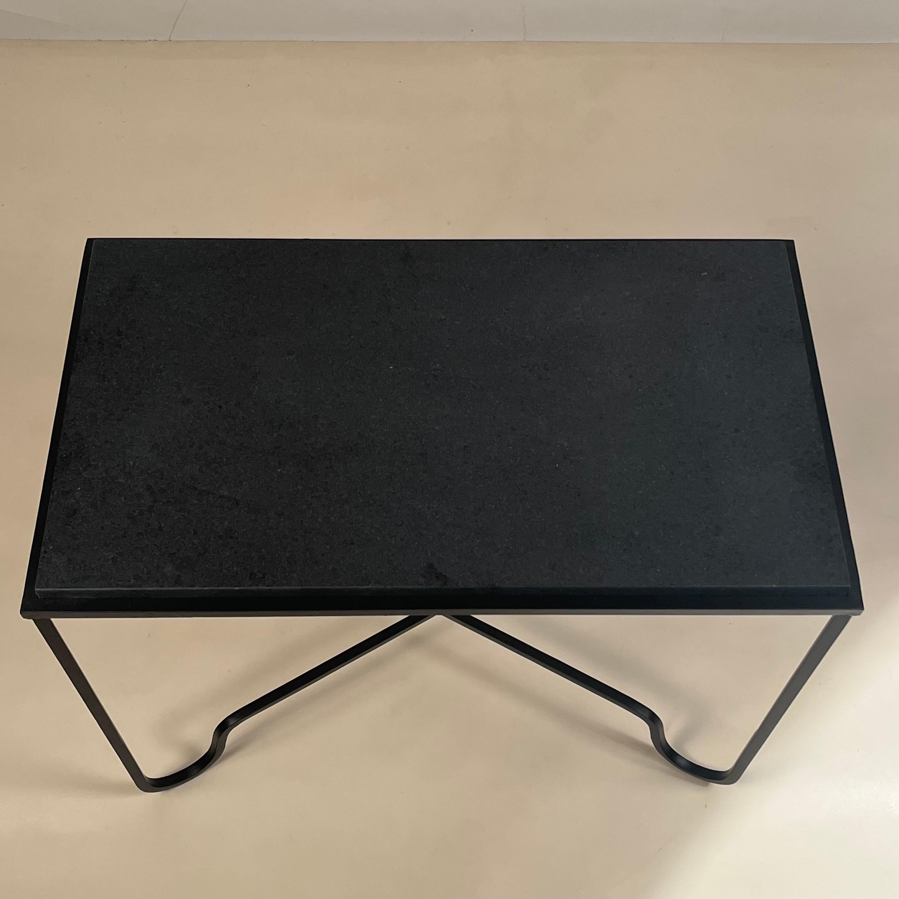 Contemporary Pair of Black Limestone 'Entretoise' End Tables by Design Frères For Sale