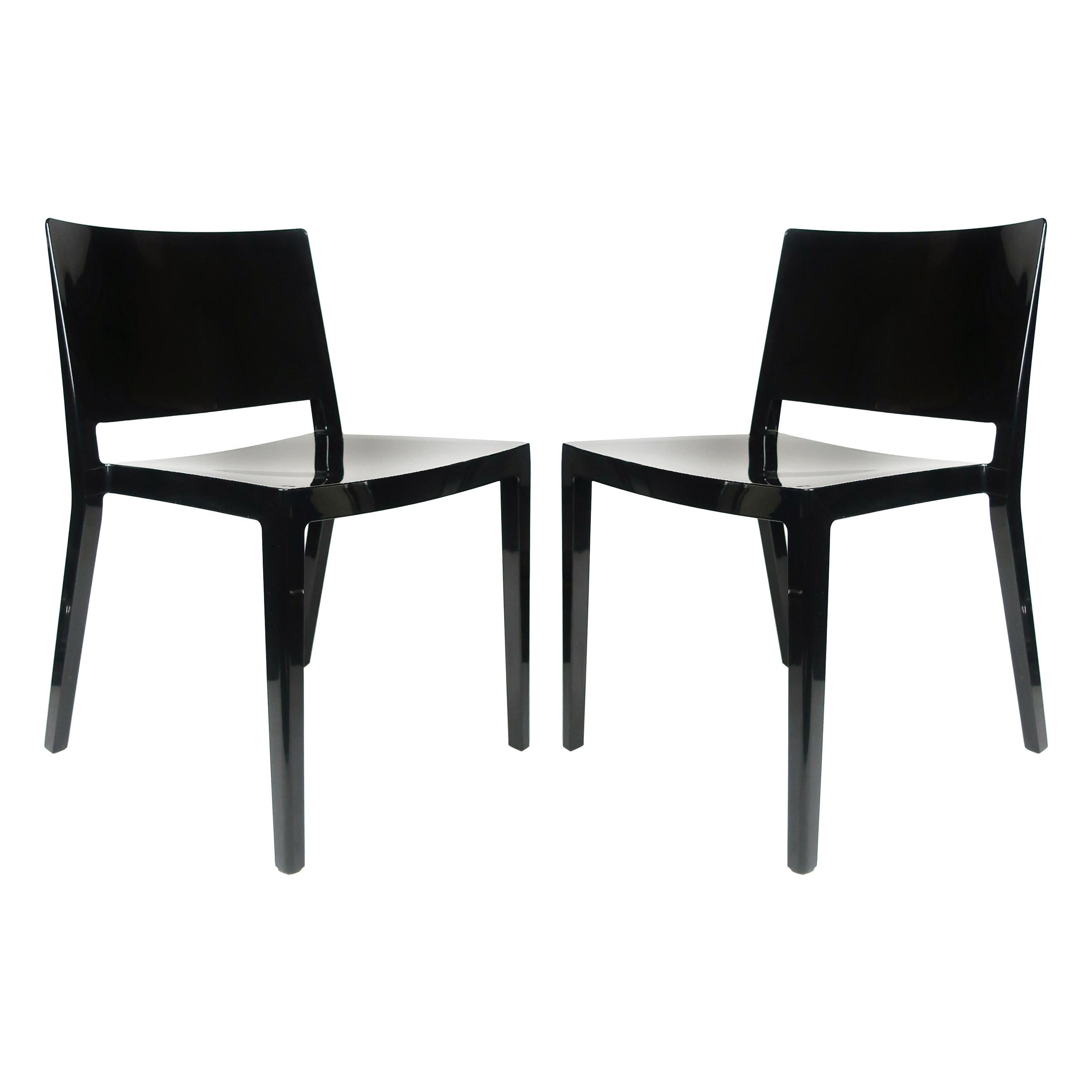 Pair of Black Lizz Chairs by Piero Lissoni & Carlo Tamborini for Kartell